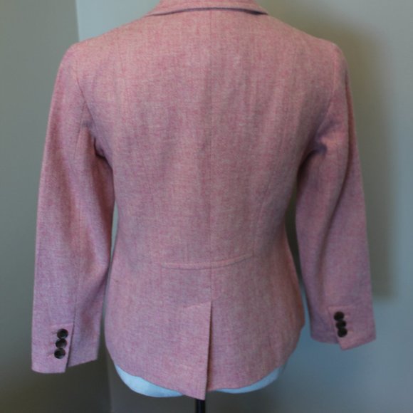 Talbots Pink Shetland Herringbone Wool Blend Two Button Blazer, SZ 4P - Picture 7 of 12